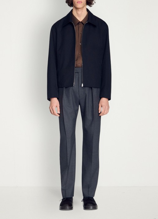 Sandro Jack in wolblend - voorkant 2 donkerblauw