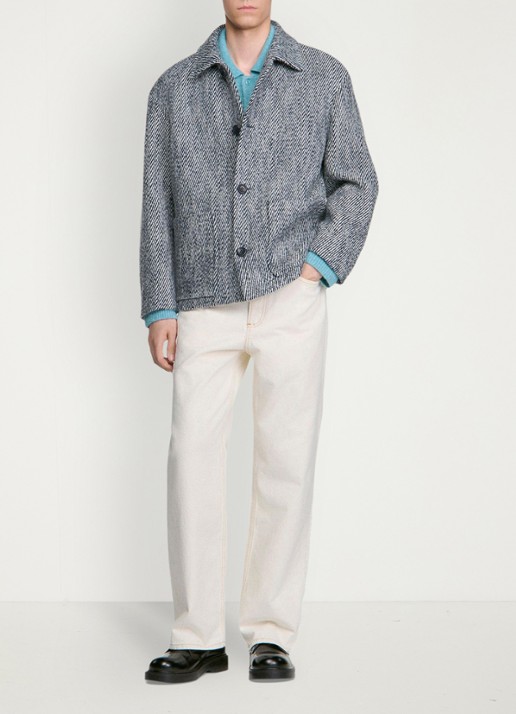 Sandro Jack in wolblend - detail 5 donkerblauw