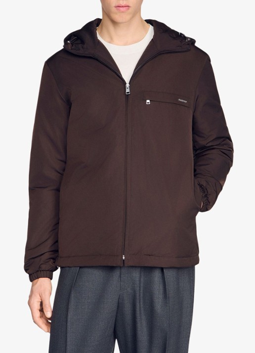 Sandro Jack met capuchon en logo - detail 3 chocoladebruin