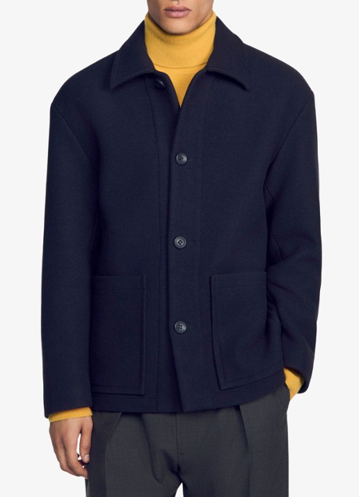 Sandro Jack met steekzakken - detail 3 donkerblauw