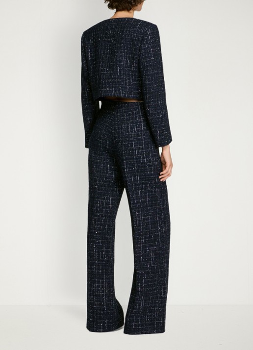 Sandro Jack met tweed-look - achterkant 4 donkerblauw
