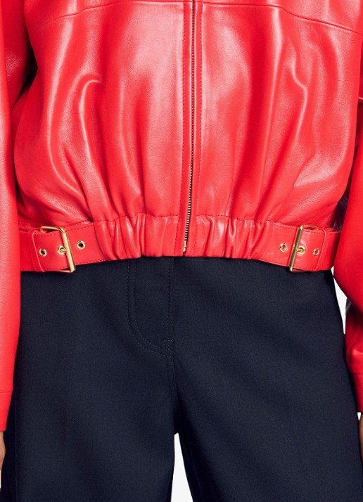 Sandro Jack van imitatieleer - detail 4 steenrood