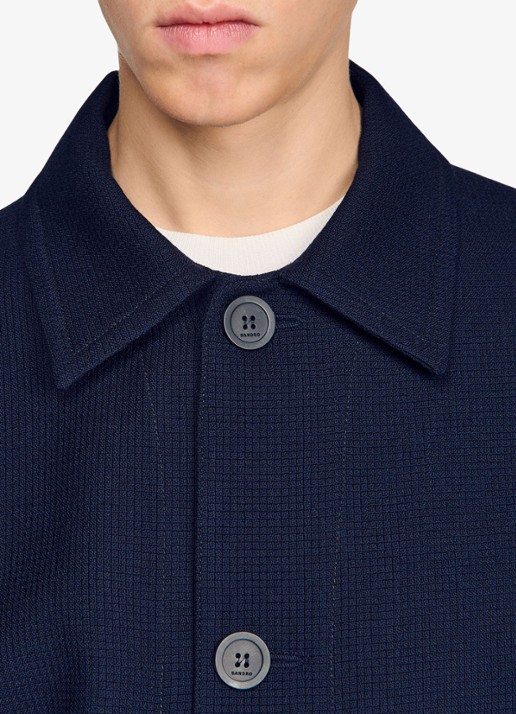 Sandro Jack van scheerwol met opgestikte zakken - detail 5 midnight blue / blauw