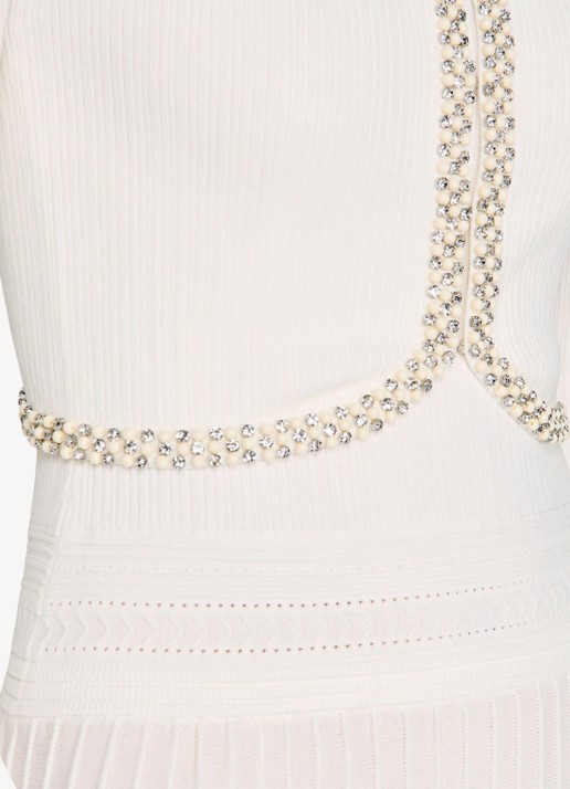 Sandro Kort vest met parels en stras - detail 3 wit