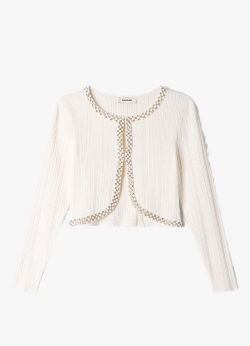 Sandro Kort vest met parels en stras - voorkant 5 wit