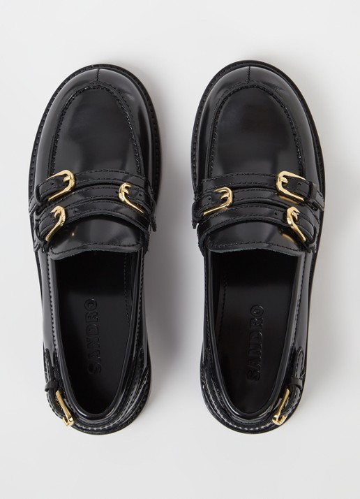 Sandro Loafer van leer - detail 4 zwart