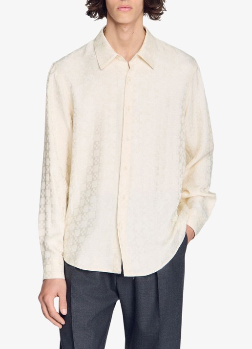 Sandro Loose fit blouse met ruitdessin - detail 3 wit