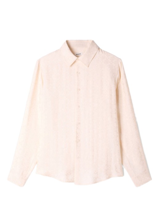 Sandro Loose fit blouse met ruitdessin - voorkant wit