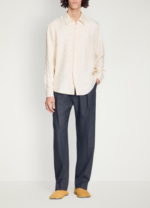 Sandro Loose fit blouse met ruitdessin - voorkant 2 wit
