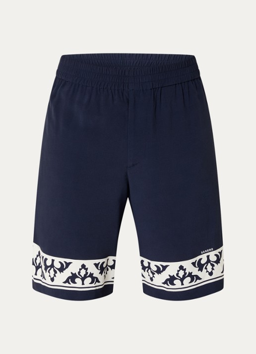 Sandro Loose fit korte broek met print - voorkant 3 donkerblauw