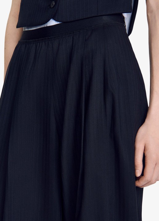 Sandro Loose fit pantalon met steekzakken en krijtstreep - detail 5 donkerblauw