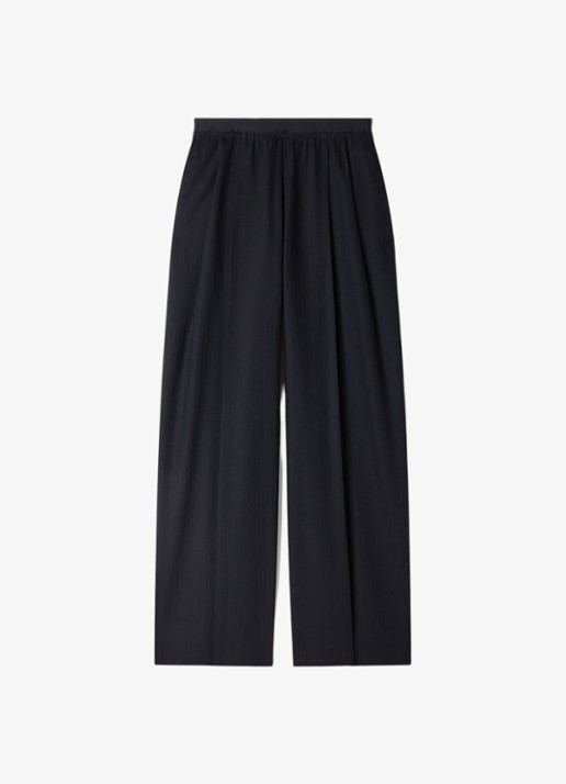 Sandro Loose fit pantalon met steekzakken en krijtstreep - voorkant donkerblauw