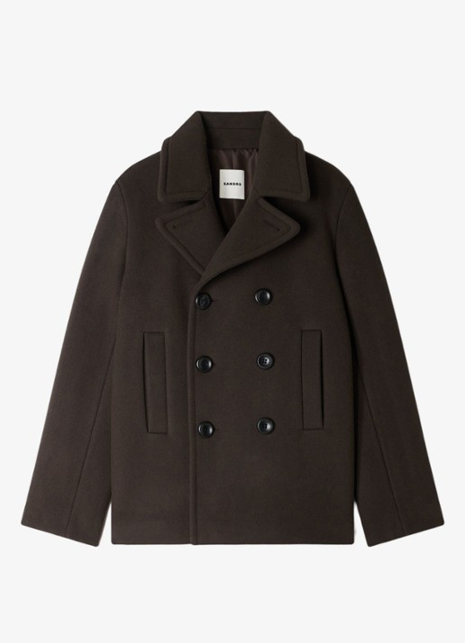 Sandro Mantel in wolblend - voorkant 4 taupe