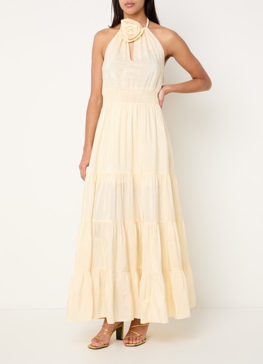 Sandro Maxi jurk in linnenblend en applicatie