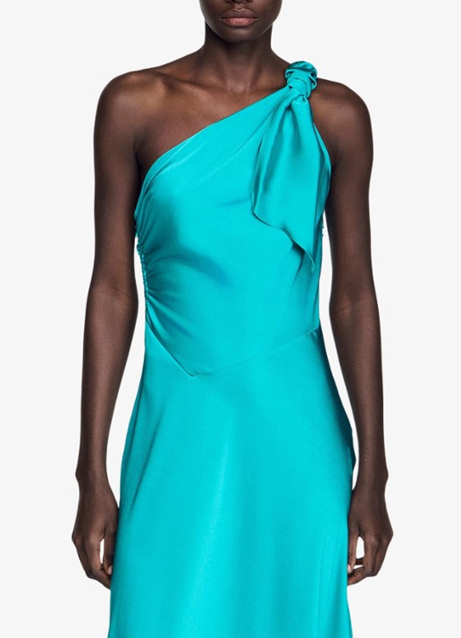 Sandro Maxi jurk met asymmetrische hals - detail 3 groen