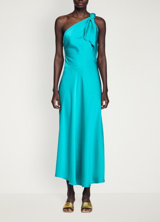 Sandro Maxi jurk met asymmetrische hals - detail 4 groen