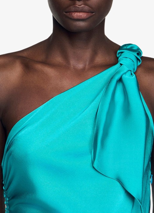 Sandro Maxi jurk met asymmetrische hals - detail 5 groen