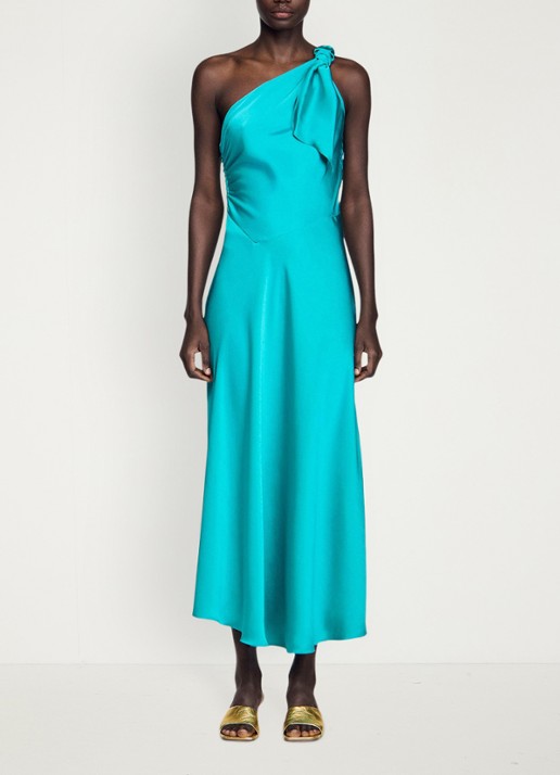 Sandro Maxi jurk met asymmetrische hals - detail 6 groen