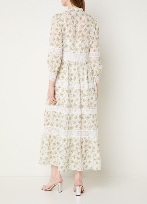 Sandro Maxi jurk met bloemenprint - achterkant gebroken wit