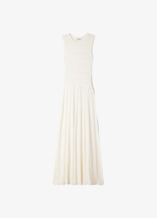 Sandro Maxi jurk met borduring - voorkant beige