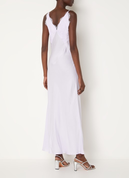 Sandro Maxi jurk met details van kant en glanzende finish - achterkant 3 lila