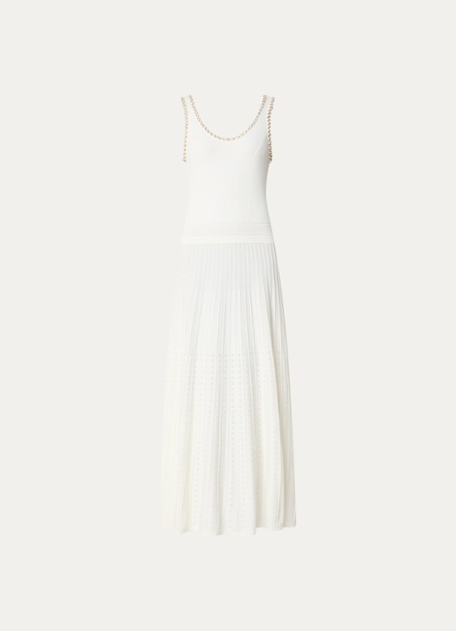 Sandro Maxi jurk met imitatieparels en strass - voorkant 3 gebroken wit