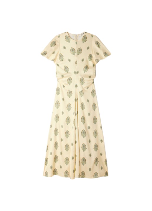 Sandro Maxi jurk met paisley dessin - voorkant 5 lichtgeel