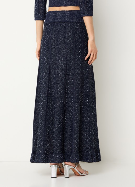 Sandro Maxi rok met strass - achterkant 4 donkerblauw