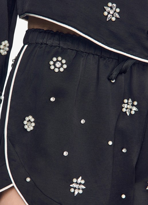 Sandro Mid waist korte broek met stras - detail 5 zwart