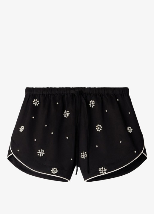 Sandro Mid waist korte broek met stras - voorkant zwart