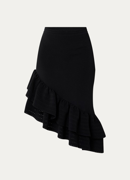 Sandro Mid waist rok met asymmetrische zoom en volant