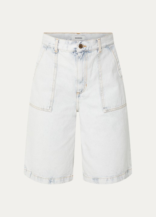 Sandro Mid waist wide fit korte broek - voorkant 3 indigo