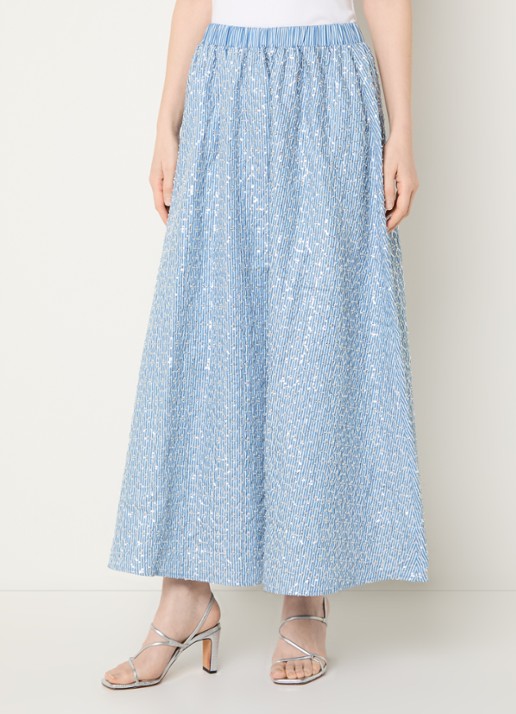 Sandro Midi A-lijn rok met streepprint en strass