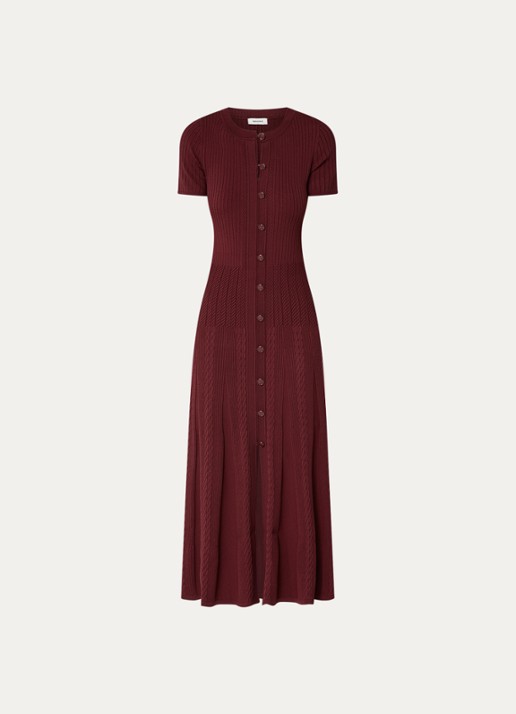 Sandro Midi blousejurk met ribstructuur
