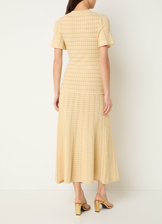 Sandro Midi blousejurk met strass - achterkant lichtgeel
