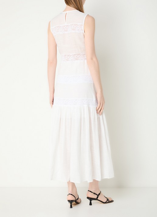 Sandro Midi jurk met details van kant - achterkant 3 gebroken wit
