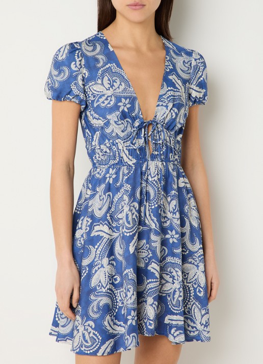 Sandro Midi jurk met print en ceintuur