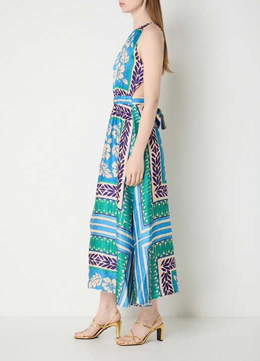 Sandro Midi jurk met print - achterkant 2 blauw