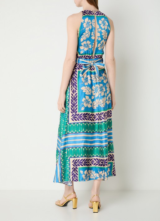 Sandro Midi jurk met print - voorkant 4 blauw