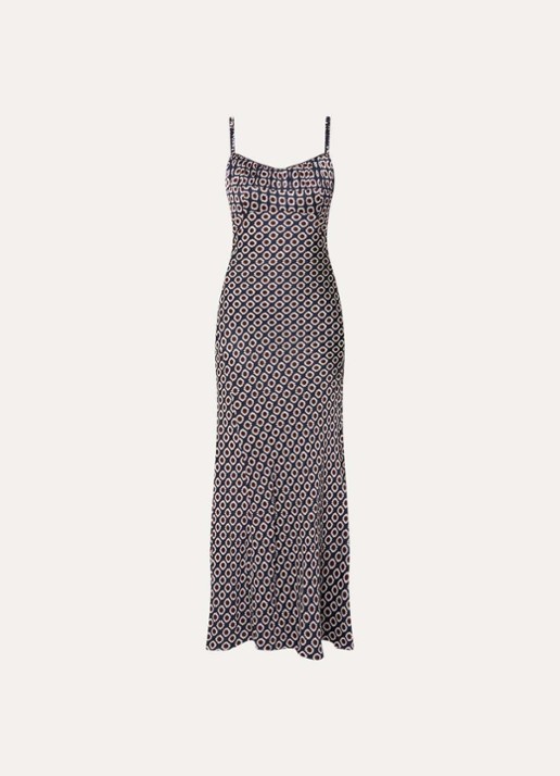 Sandro Midi jurk met spaghettibandjes en bloemenprint - voorkant 3 donkerblauw