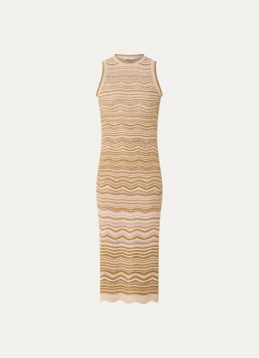 Sandro Midi jurk met structuur - voorkant camel