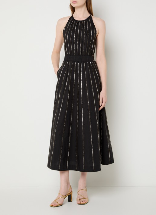 Sandro Midi jurk met studs en cut-out detail - detail 2 zwart