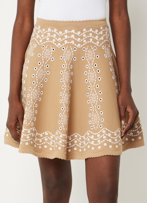 Sandro Mini A-lijn rok met broderie