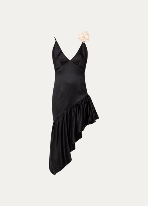 Sandro Mini jurk in linnenblend met volant en applicatie - voorkant zwart