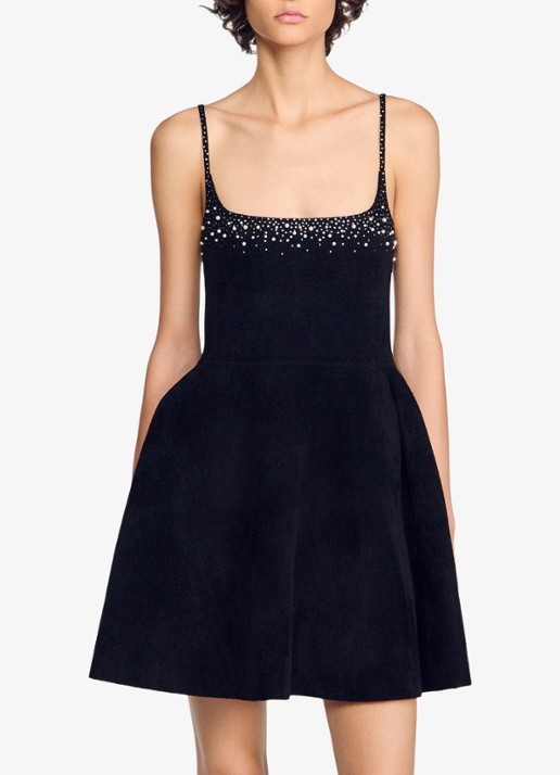 Sandro Mini jurk met kralendecoratie