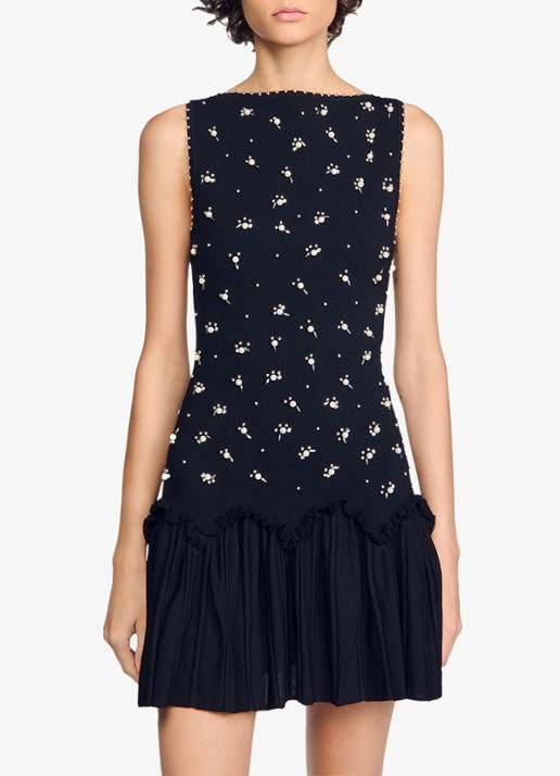 Sandro Mini jurk met kralendecoratie