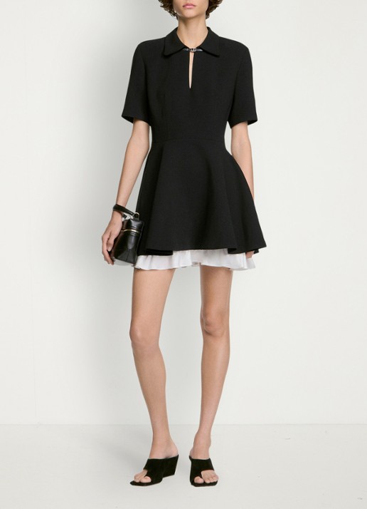 Sandro Mini jurk met leren details - detail 4 zwart