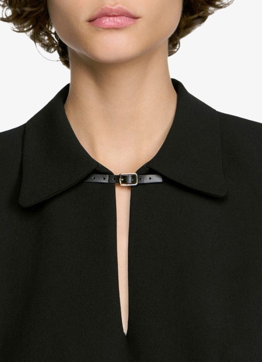 Sandro Mini jurk met leren details - detail 5 zwart