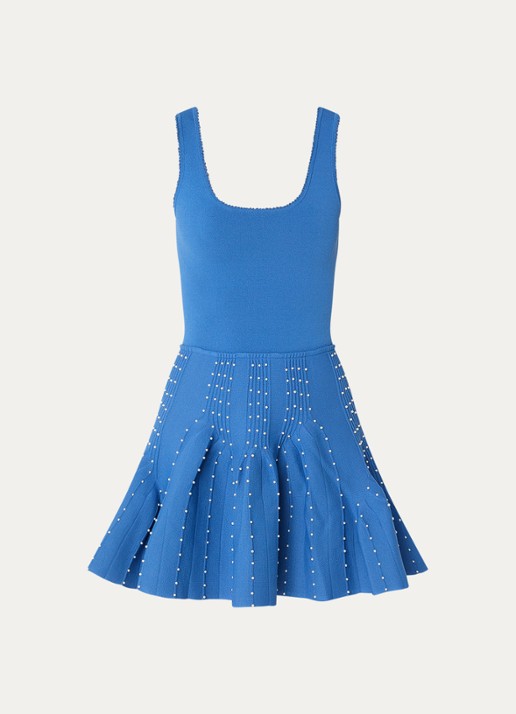 Sandro Mini jurk met pareldetail - voorkant 3 blauw