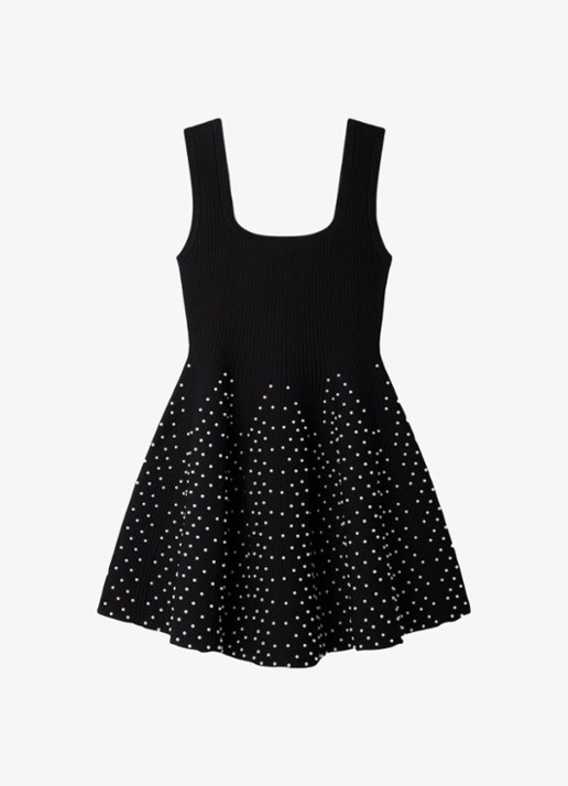 Sandro Mini jurk met strass - voorkant zwart